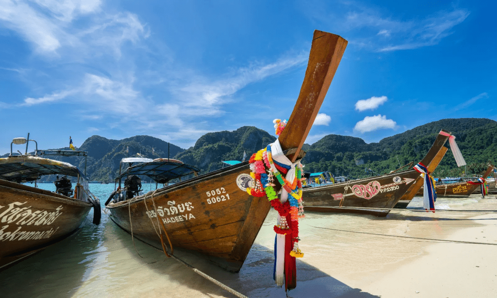 Thailand long tail boat on beach